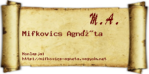Mifkovics Agnéta névjegykártya